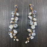 Crystal Pearl Wedding Dangle Earrings Bridal Chandelier