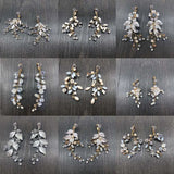 Crystal Pearl Wedding Dangle Earrings Bridal Chandelier
