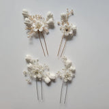 Rhinestone Crystal Pearl Flower Hair Pin Set for Wedding