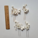 Rhinestone Crystal Pearl Flower Hair Pin Set for Wedding