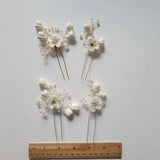 Rhinestone Crystal Pearl Flower Hair Pin Set for Wedding