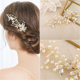 Rhinestones Pearls Bridal Hair Clip Barrettes Wedding Hair Accessories