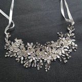 Crystal Rhinestone Flower Leaf Hair Vine Bridal Headband