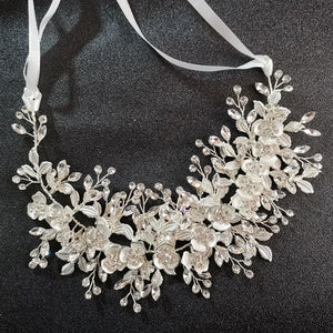 Crystal Rhinestone Flower Leaf Wedding Hair Vine Bridal Headband
