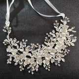 Crystal Rhinestone Flower Leaf Wedding Hair Vine Bridal Headband