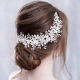 Crystal Rhinestone Flower Leaf Hair Vine Bridal Headband