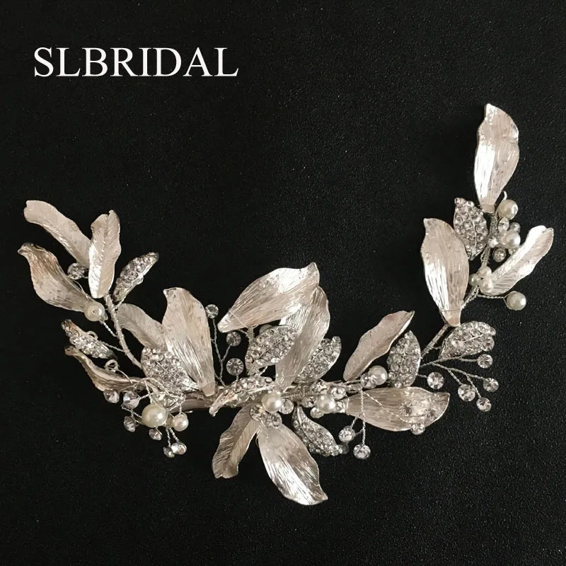 Silver Crystals Rhinestones Wedding Hair Clip Barrettes Bridal Headpiece