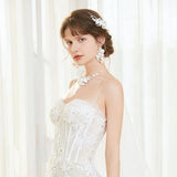 Simulated Pearls Ceram Flower Bridal Hair Comb Wedding Headdress Hair Accessoies
