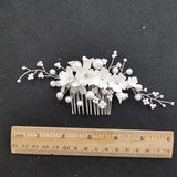 Simulated Pearls Ceram Flower Bridal Hair Comb Wedding Headdress Hair Accessoies