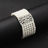 Crystal Wedding Bracelet Rhinestones Pearls Bridal Bridesmaids Stretch Bracelet
