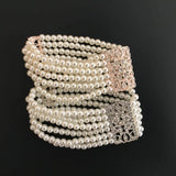 Crystal Wedding Bracelet Rhinestones Pearls Bridal Bridesmaids Stretch Bracelet