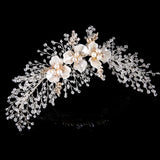 Rhinestone Pearls Flower Wedding Hair Vine Bridal Headband