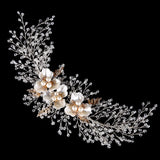 Rhinestone Pearls Flower Wedding Hair Vine Bridal Headband