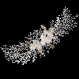 Rhinestone Pearls Flower Wedding Hair Vine Bridal Headband