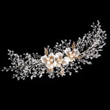 Rhinestone Pearls Flower Wedding Hair Vine Bridal Headband