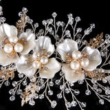 Rhinestone Pearls Flower Wedding Hair Vine Bridal Headband