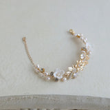 Zircon Rhinestones Pearl Flower Bridal Bracelet Wedding Jewelry