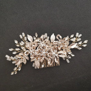 Silver Rhinestone Pearls Wedding Hair Comb Bridal Headpiece