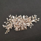 Silver Rhinestone Pearls Wedding Hair Comb Bridal Headpiece