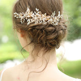Silver Rhinestone Pearls Wedding Hair Comb Bridal Headpiece