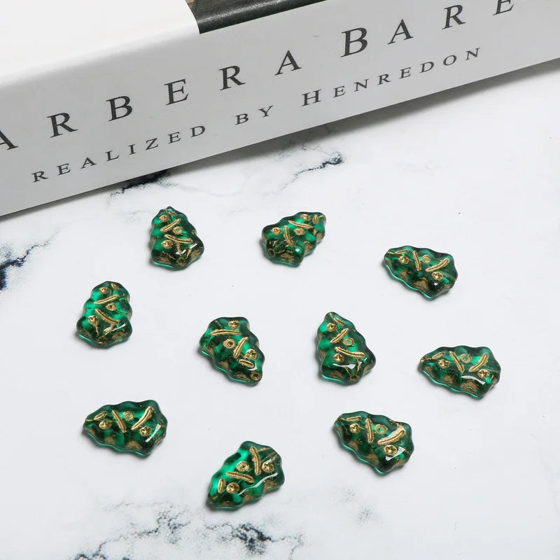 Czech Glaze Green Christmas Tree Glass Bead DIY Ornament Material