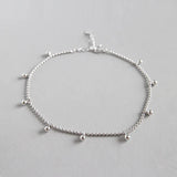925 Silver Lucky Beads Anklet Bracelet Box Chain Fine Jewelry