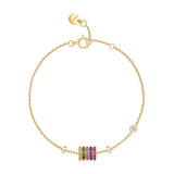 925 Silver Rainbow Bracelet Colorful Zircon Stones CZ Circle Women Jewelry