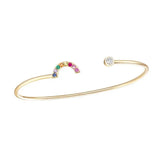 S925 Sterling Silver Rainbow CZ Bangle Bracelet