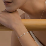 925 Silver Disc Bracelet CZ Stones Women Jewelry