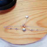 925 Silver Disc Bracelet CZ Stones Women Jewelry