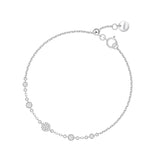 925 Silver Disc Bracelet CZ Stones Women Jewelry