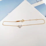 925 Silver Heart Bracelet with Zircon Stones for Women Girls