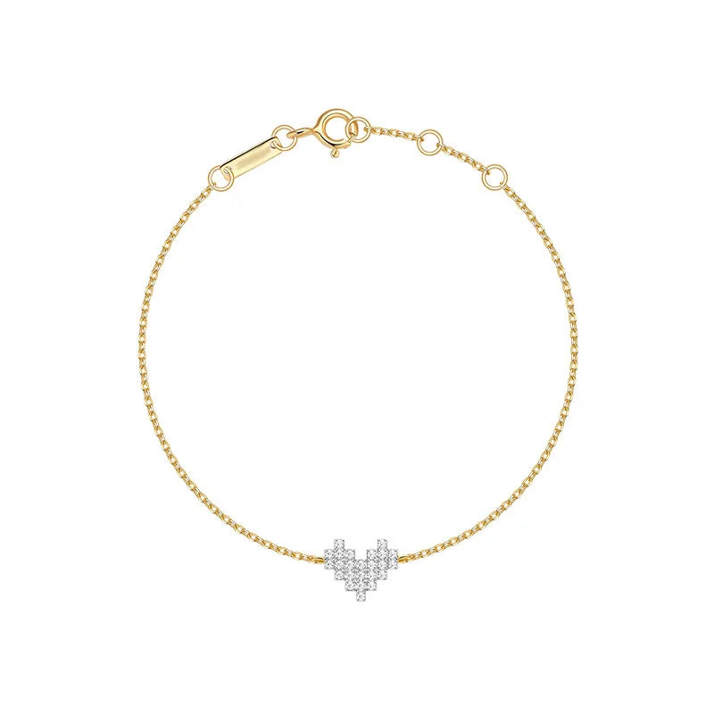 925 Silver Heart Bracelet with Zircon Stones for Women Girls
