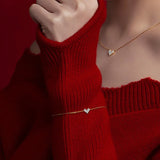 925 Silver Heart Bracelet with Zircon Stones for Women Girls