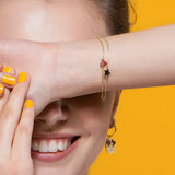 925 Silver Yellow Love Heart Bracelet CZ Women Jewelry