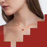 925 Silver Red Love Heart Pendant Necklace Valentine Gift