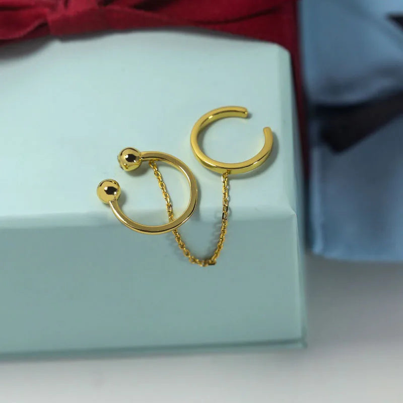 Sterling Silver Sliding Ear Cuff Clip Earring for Women