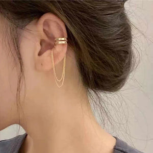 925 Silver Ear Cuff Non Pierced Tassel Clip Earring