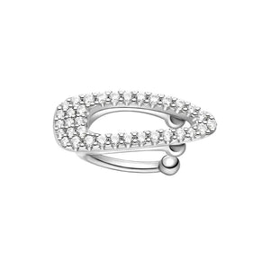 925 Silver Water Drop Ear Cuff Zirconia Clip Earring