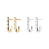 925 Silver Hook J Shaped Stud Earrings Micro Zircon Women Fine Jewelry