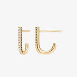 925 Silver Hook J Shaped Stud Earrings Micro Zircon Women Fine Jewelry