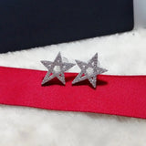 925 Silver CZ Star Stud Earrings for Women