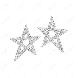 925 Silver CZ Star Stud Earrings for Women