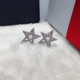 925 Silver CZ Star Stud Earrings for Women