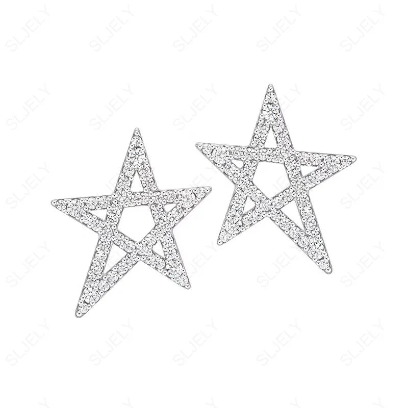 925 Silver CZ Star Stud Earrings for Women