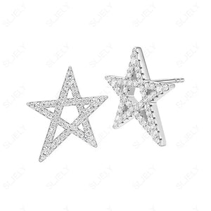925 Silver CZ Star Stud Earrings for Women