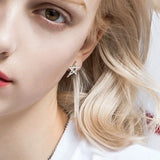 925 Silver CZ Star Stud Earrings for Women