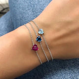 925 Sterling Silver Heart Zricon Bracelet Fine Jewelry Gift