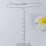 925 Silver Water Drop Crystal Anklet Toe Instep Chain Leg Bracelet