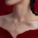 925 Silver Yellow Love Heart Zircon Pendant Necklace Women Gift